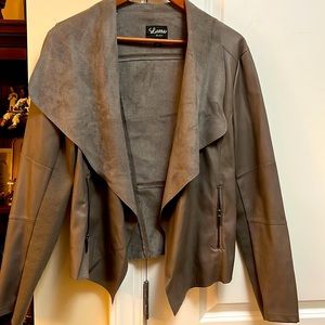 Vegan leather and suede jacket